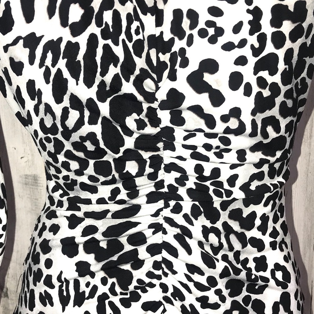 Cache Black And White Cheetah Print Rouched Top - image 5